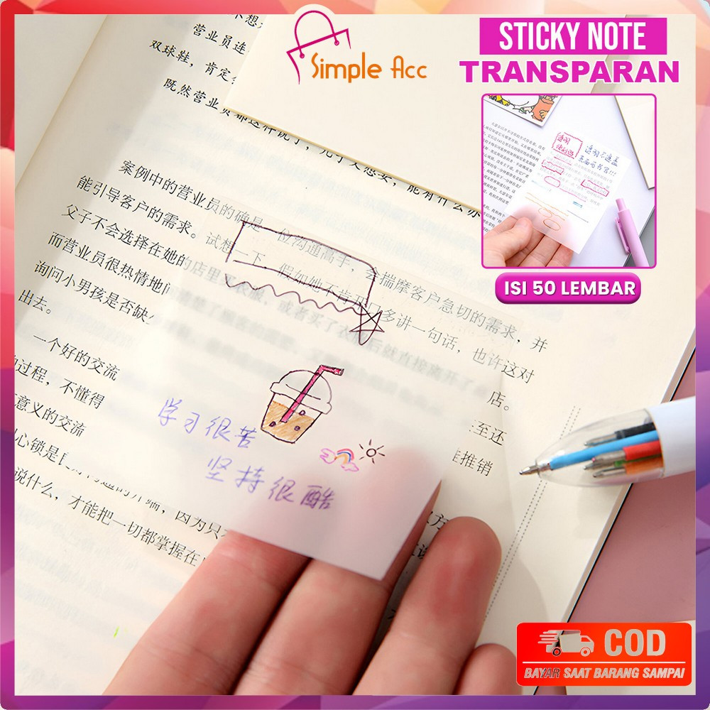 

EC DO-A87 Sticky Note Transparan Uk 51X76 Isi 50 Lembar Waterproof Serbaguna Untuk Kantor Sekolah / Kertas Memo Tahan Air / Memo Kertas Tempel Anti Air / Label Stickers Catatan Bening
