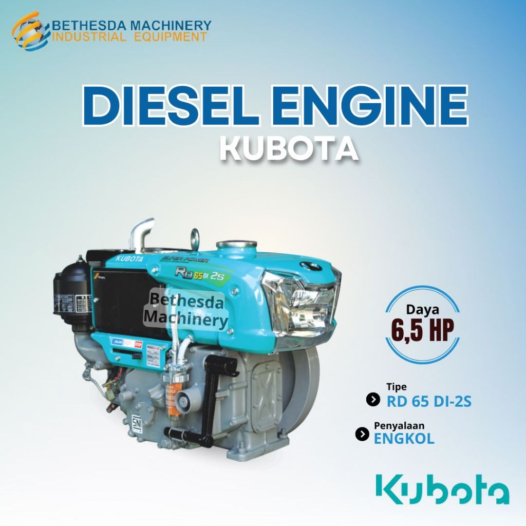 Diesel Kubota 6.5 HP Radiator Lampu 6.5 PK Penggerak Diesel RD 65 DI-2S