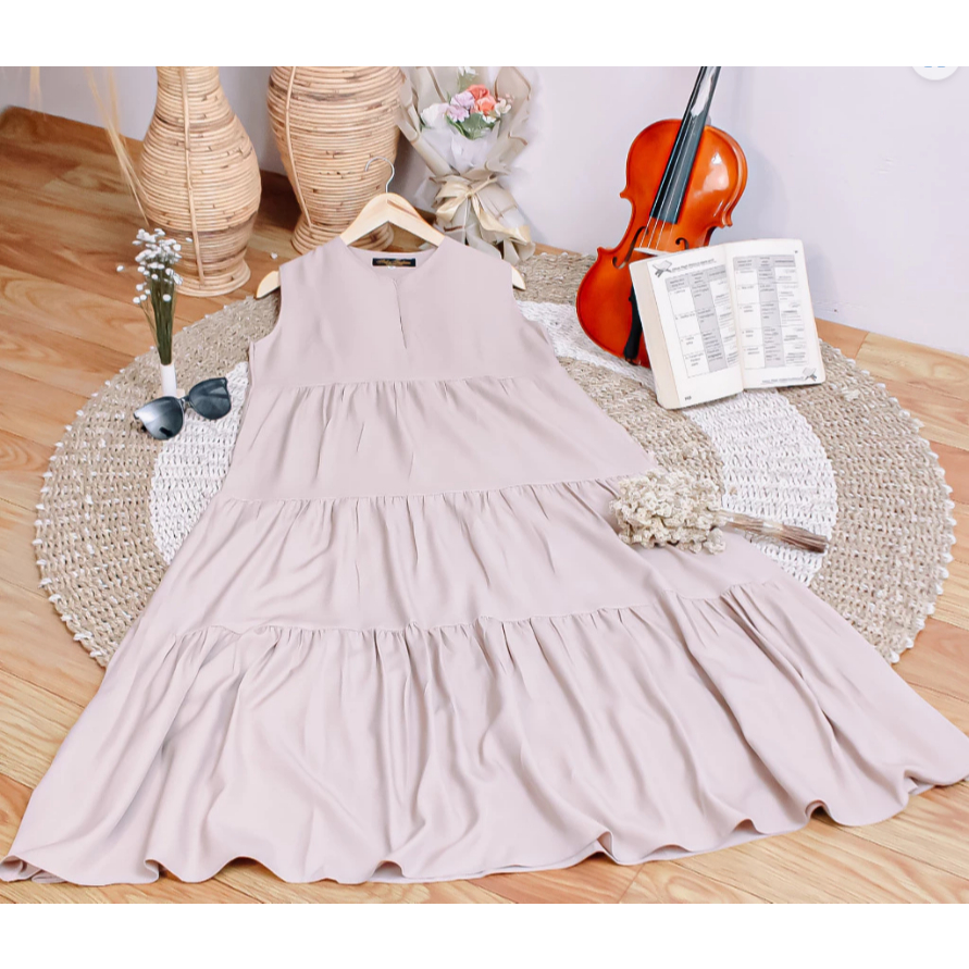 inner dress susun rempel nadif inner //dalaman gamis tanpa lengan//S M L XL shakila premium adeum ja