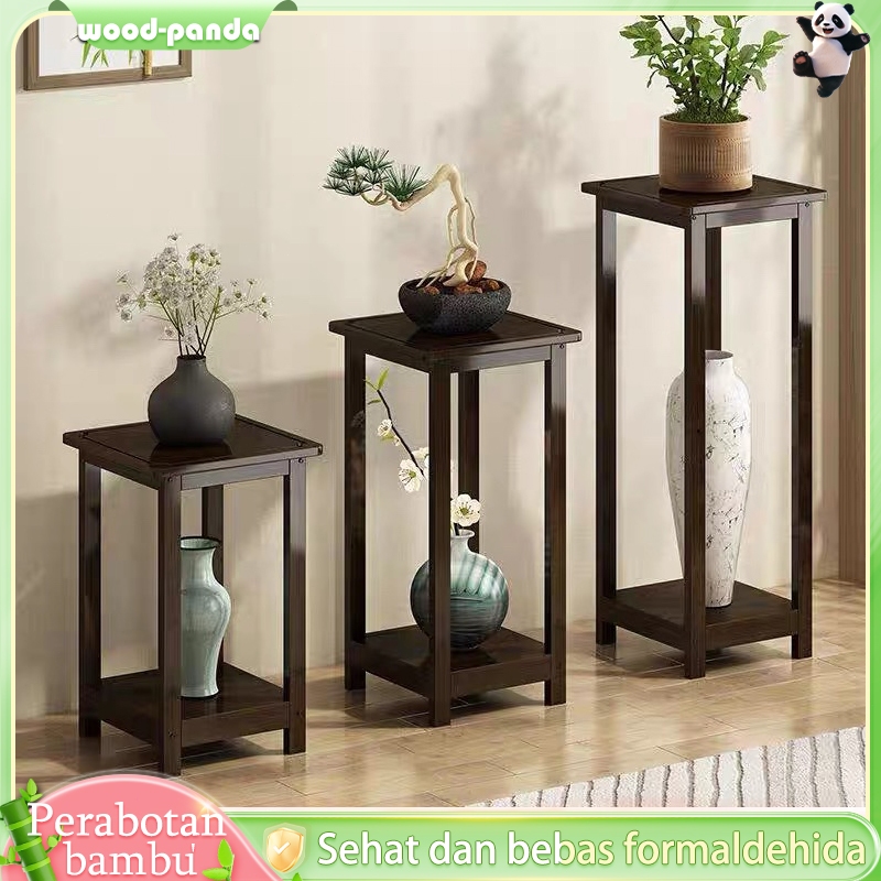 Rak Bunga Bambu, Rak Tanaman, Rak Bunga, Rak Display Luar Ruangan, Rak Bunga Lapis Ganda