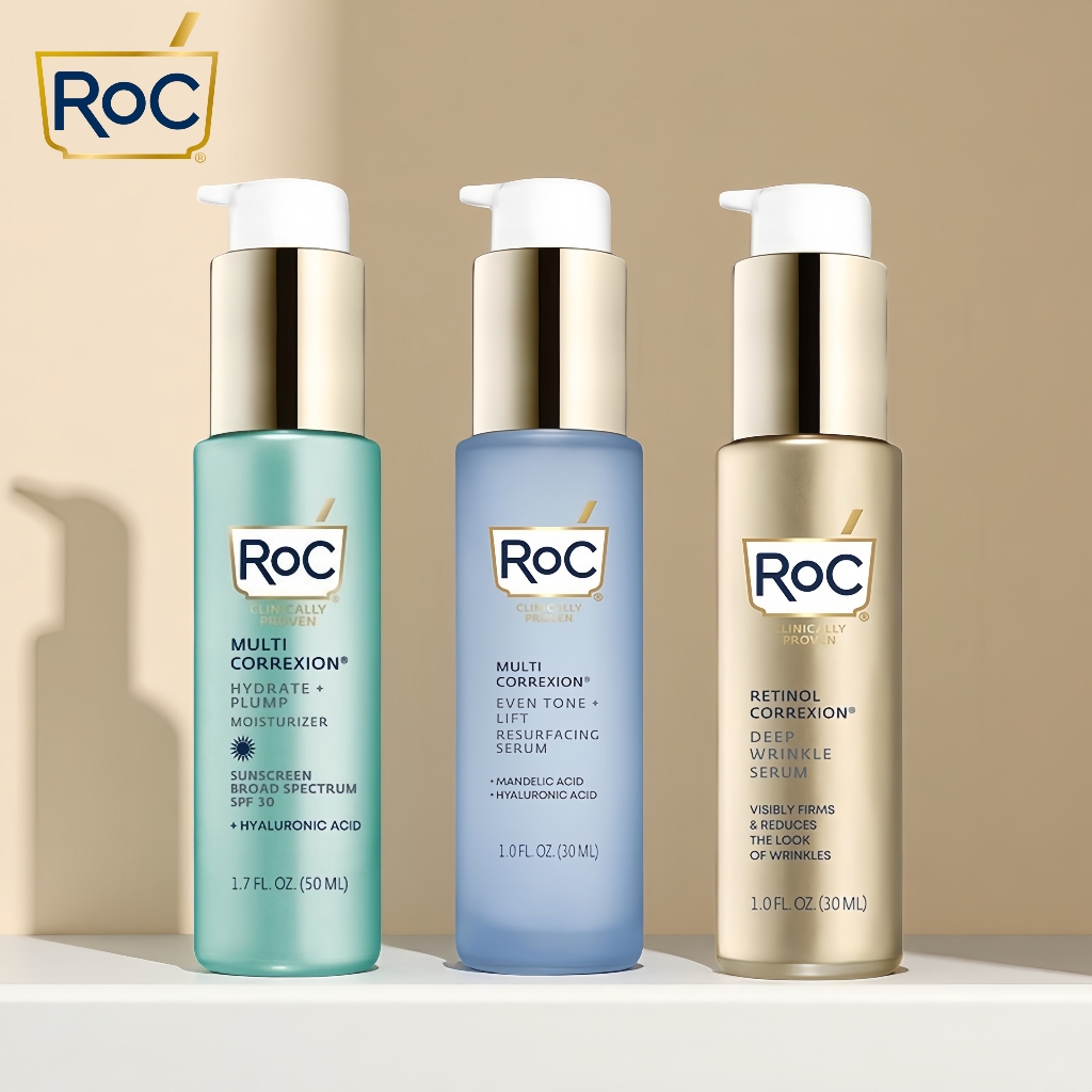 RoC Multi Correxion Even Tone + Lift Resurfacing Serum 30ml / Hydrate + Plump Hyaluronic Acid Daily 