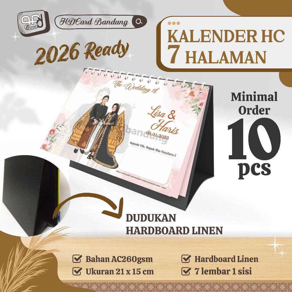 

[7 Halaman] Kalender Meja Hardboard 7 Lembar Cetak 1 Muka Kalender HC