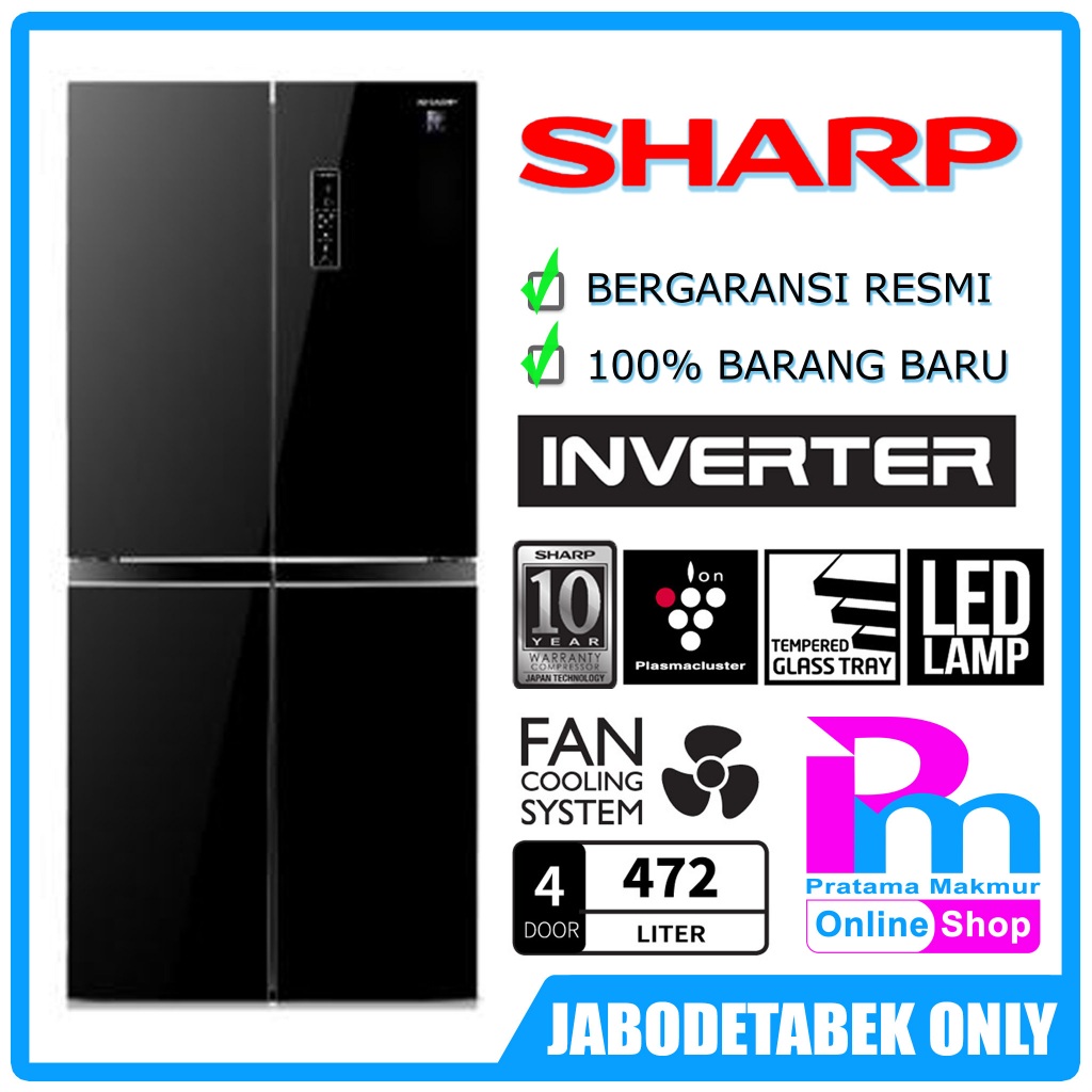Kulkas SHARP 4 Pintu SJ-IF51PG-BK New Queen Series