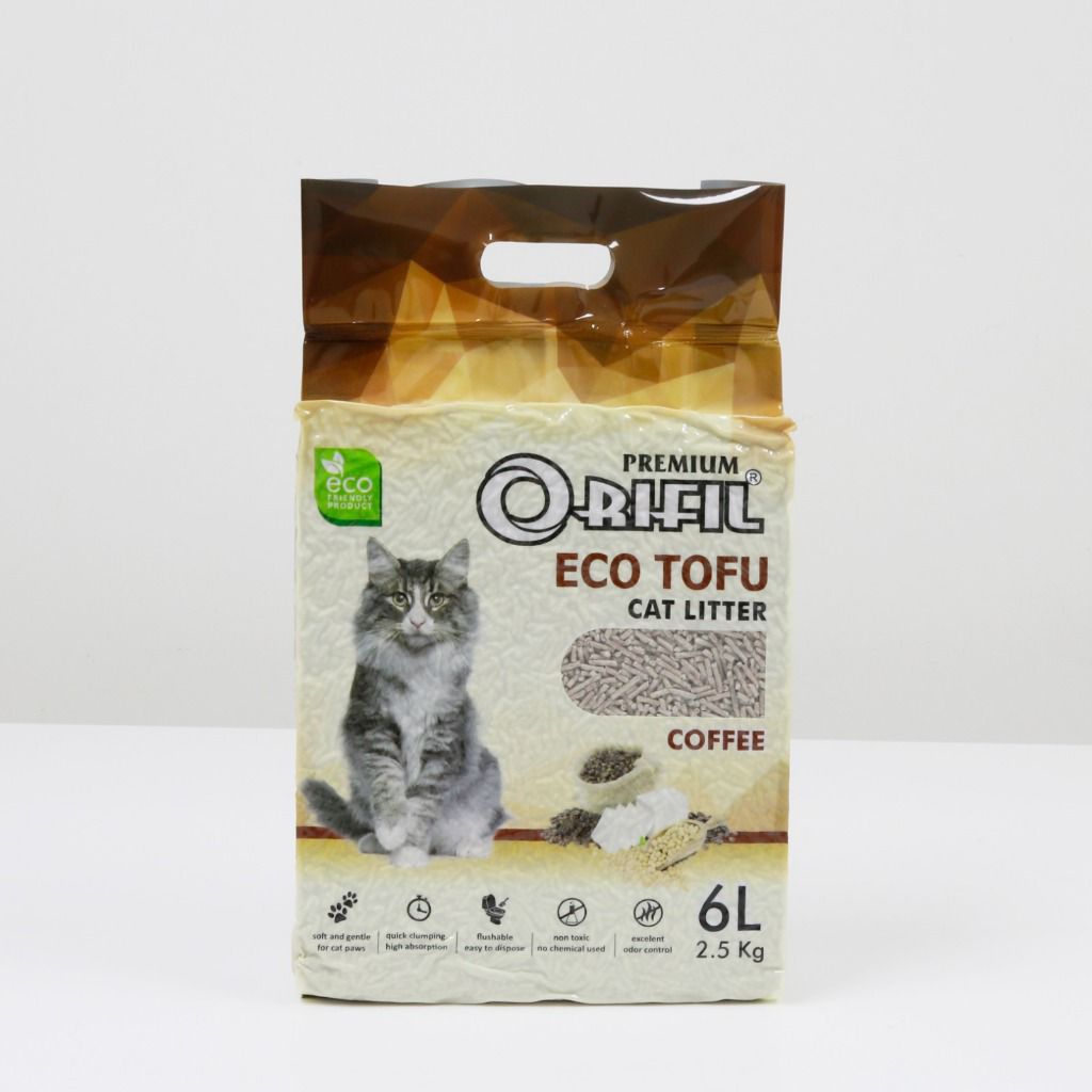 Orifil Pasir Tofu Orifil Pasir Kucing Gumpal Wangi Kemasan 6liter Premium Eco Tofu Cat Litter Coffee