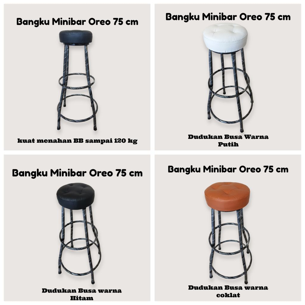 Bangku Minibar Oreo Busa 75 cm  bundar,bangku kafe,bangku bar,Bangku santai,Bangku plastik,Bangku ro