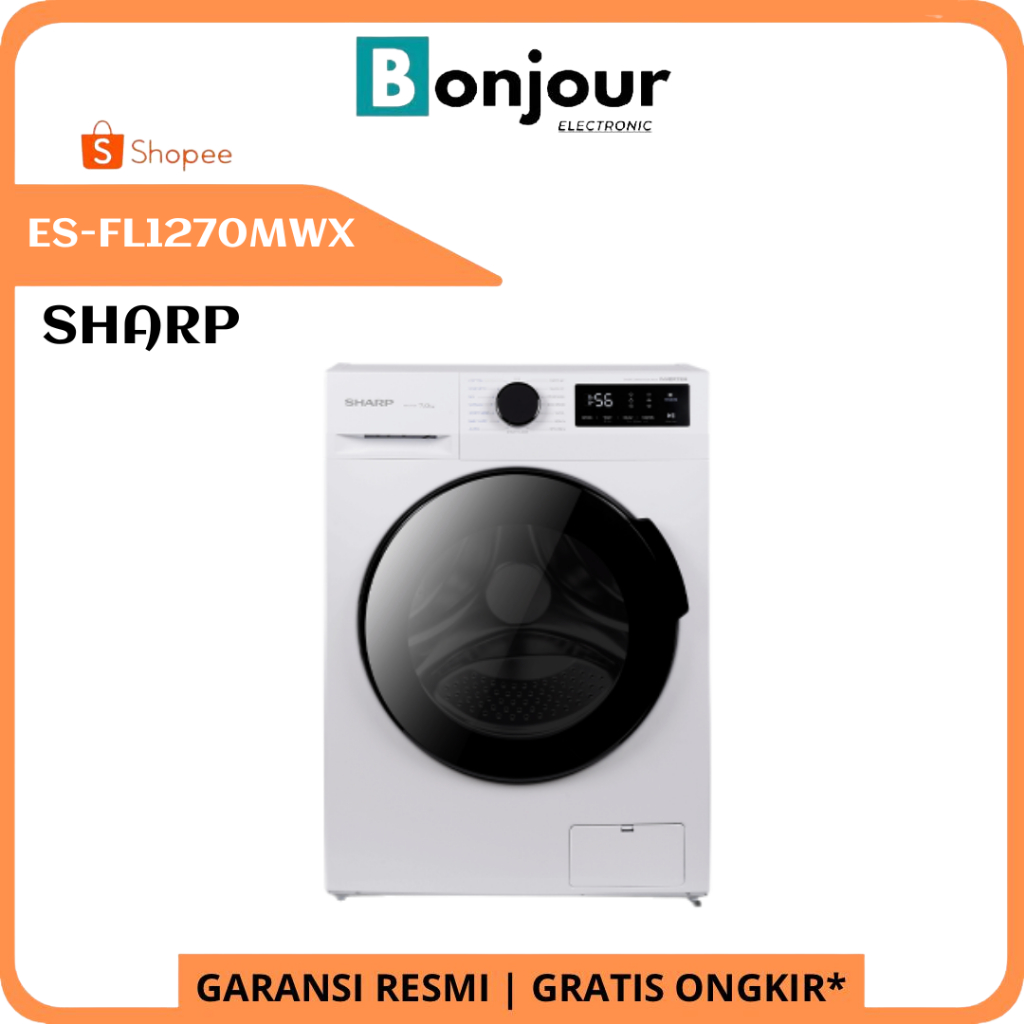 Mesin Cuci 7Kg Front Loading Sharp ES-FL1270MWX Inverter Sharp ESFL1270MWX
