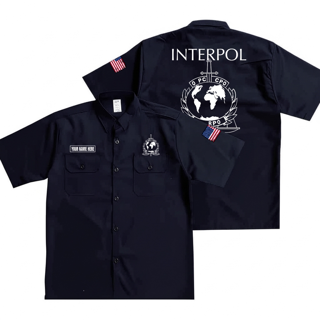 Workshirt INTERPOL Kemeja Unisex LOKOMOTIVE Lengan Pendek