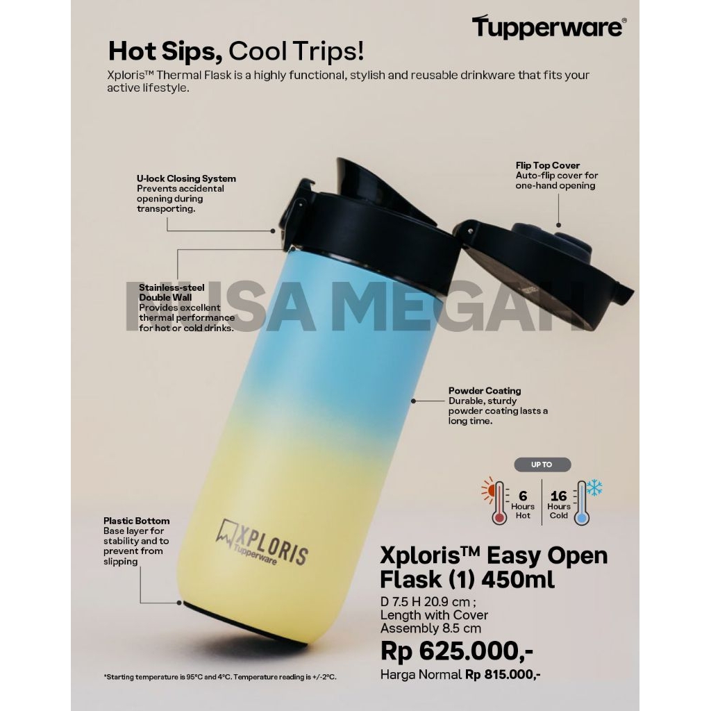 TUPPERWARE XPLORIST/TERMOS AIR PANAS ATAU DINGIN TUPPERWARE
