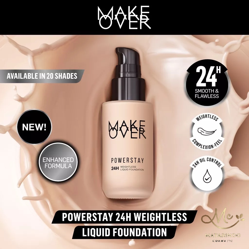 MAKE OVER Powerstay Weightless Liquid Foundation 24H - liquid foundation make over - ORI☑️ BPOM☑️