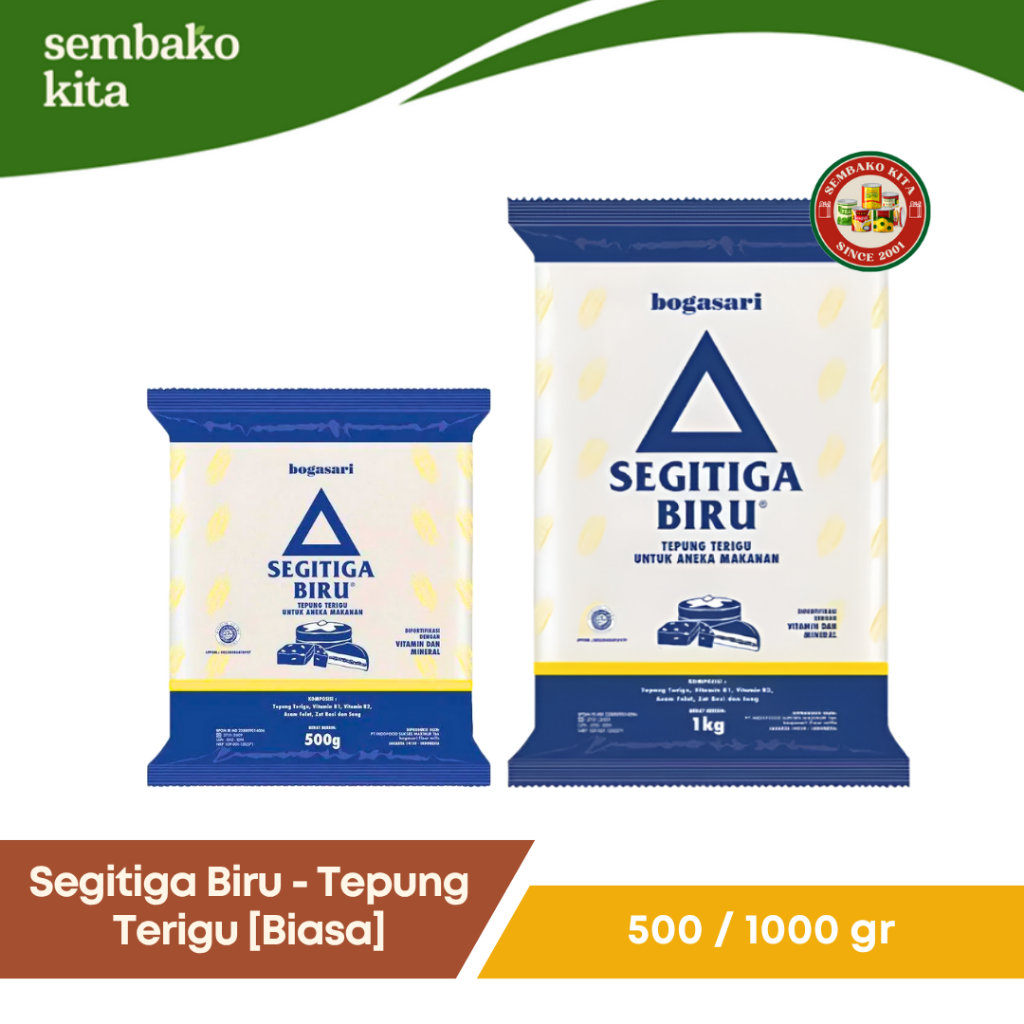 

Segitiga Biru – Tepung Terigu Serbaguna 500 gr / 1 kg