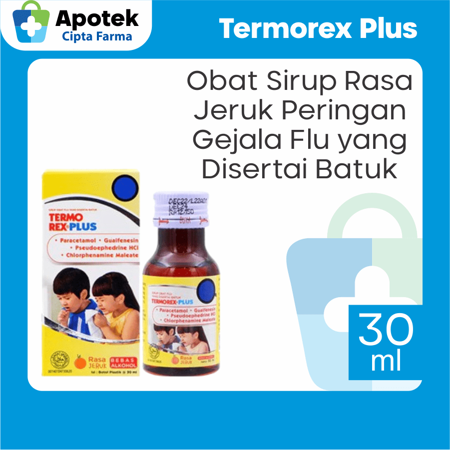 Termorex Plus Rasa Jeruk Paracetamol Parasetamol Guaifenesin Pseudoephedrine Hci Obat Flu Pilek Hidu