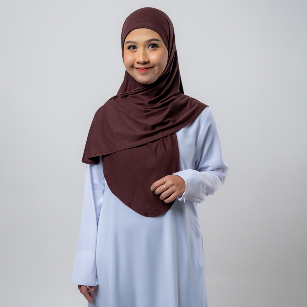 Mladies Hijab Instan Curve Malay Hickory Bahan Katun Premium