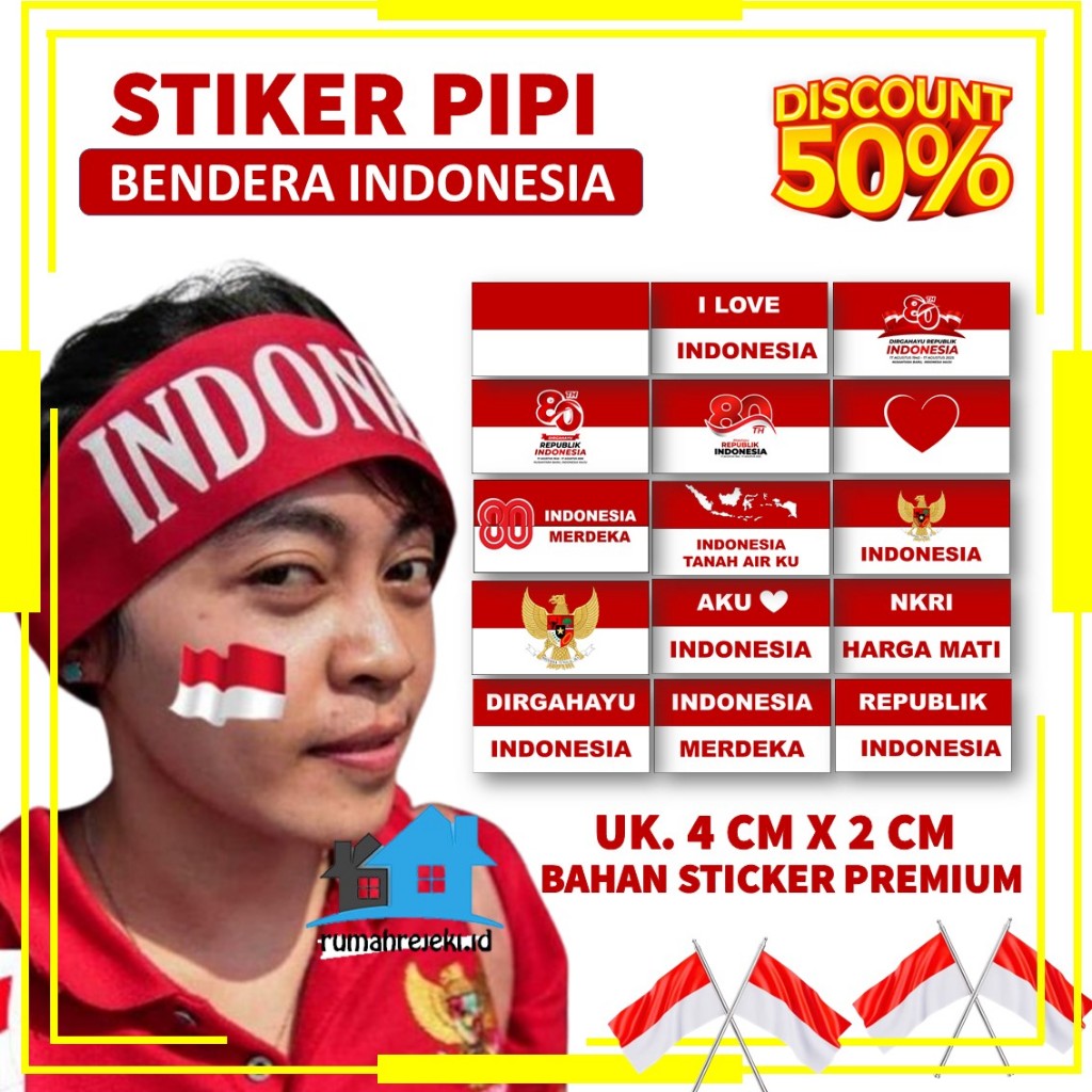 

Stiker Pipi Bendera Indonesia / Stiker Pipi Bendera Merah Putih / Stiker / Stiker Pipi 17 Agustus