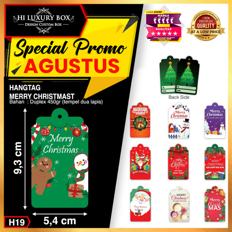 

Hang Tag | Label Baju | Hangtag Natal | Duplex | Murah | 9.3x5.4 Merry Christmas H19