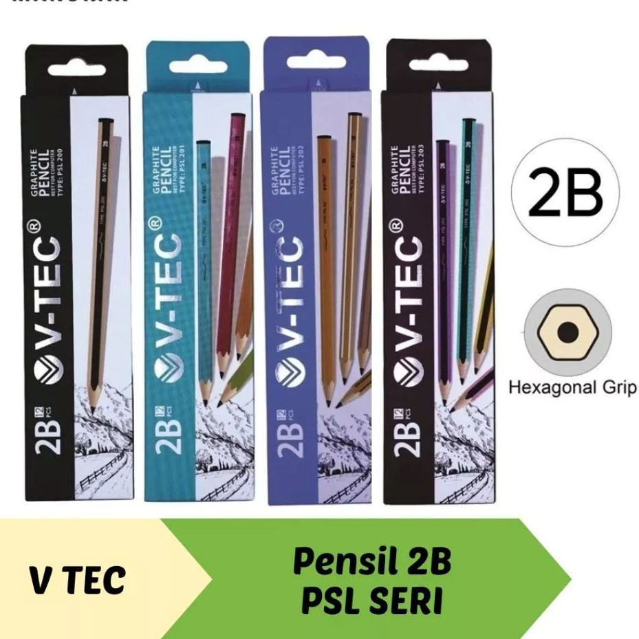 

V-TEC Pensil 2B 1 Box Isi 12pcs – Pensil Kayu Grafit untuk Menulis & Ujian Harga Grosir Bisa Cod