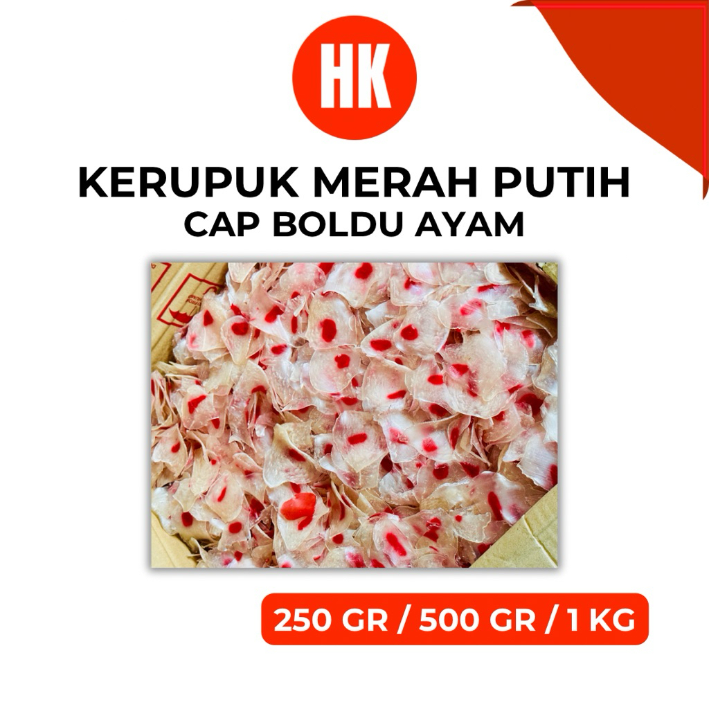 

KERUPUK MERAH PUTIH "BOLDU AYAM" / PECAL PECEL (KHAS MEDAN) 250 500 1000 GR GRAM