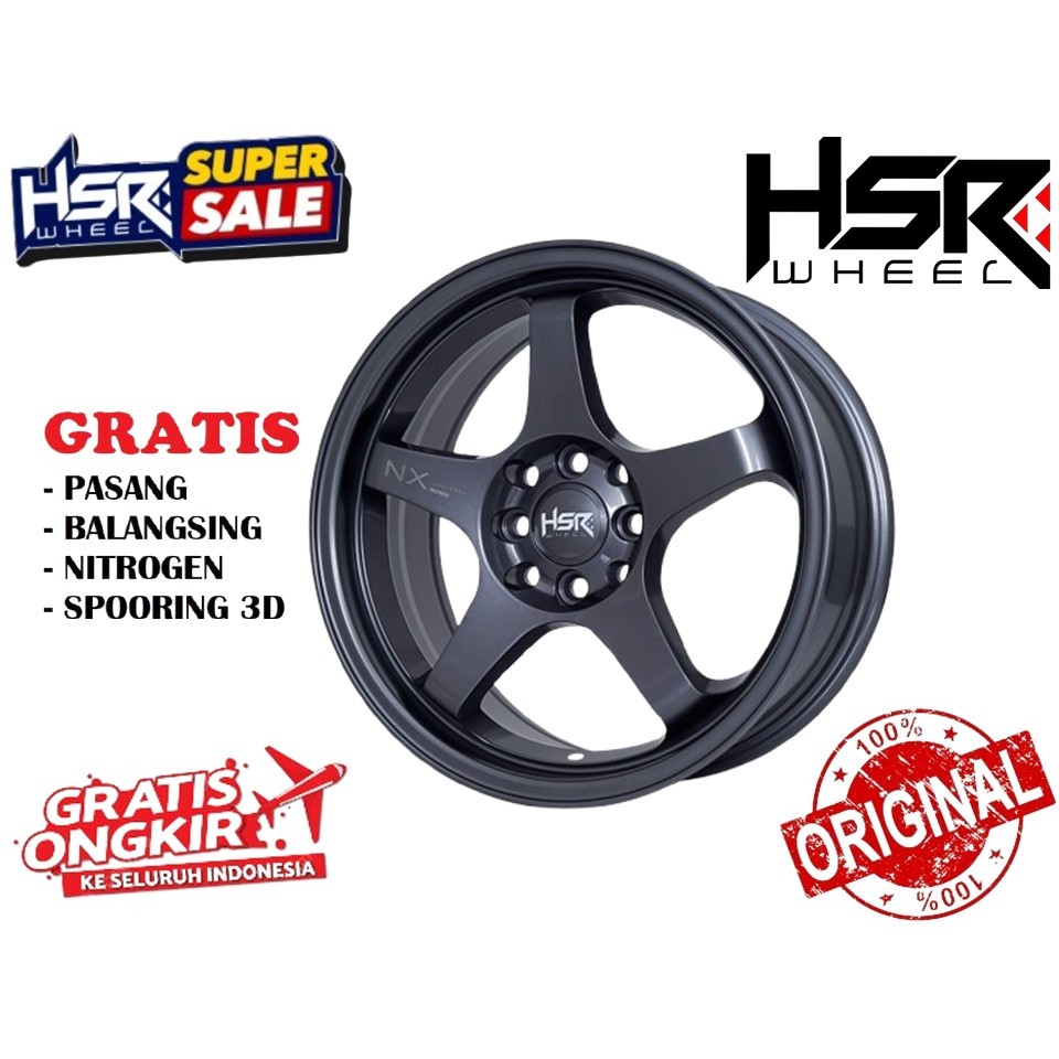 VELG MOBIL RACING R16 PALANG 5 TYPE HSR KAILOLO UNTUK MOBIL AVANZA,JAZZ,YARIS,BRIO DLL