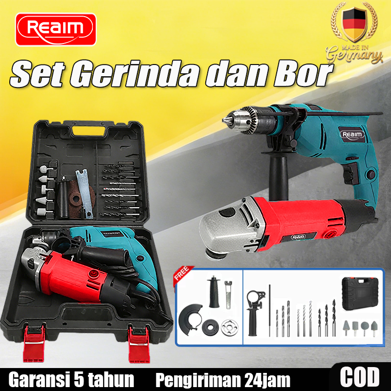 Reaim 13mm Bor dan Gerinda Mesin Bor Listrik Bor Gerinda Paket Bor dan Gerinda Mesin Gerinda Tangan