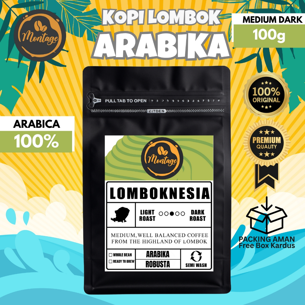 

Montage Kopi Lombok Rinjani Arabika 100g No.1 Grade Kopi Bubuk Murni 100% Americano Coffee