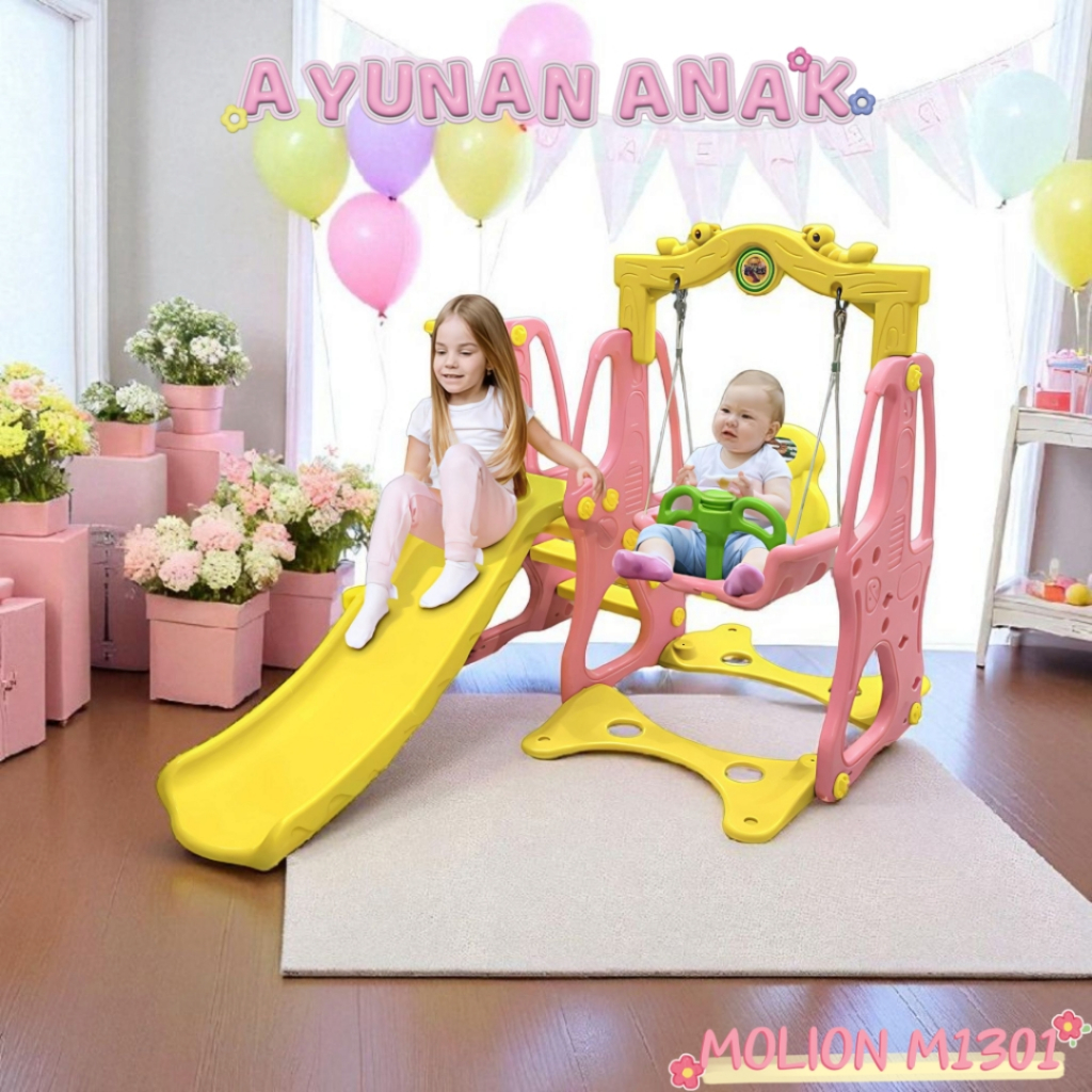 [MOLION] TOYS Mainan Ayunan Perosotan Ayunan Seluncuran Motorik Anak 3in1/M1301