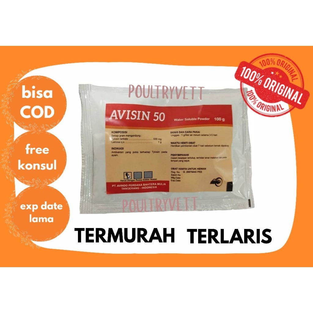 (ANTIBIOTIK AYAM) AVISIN50 100GRAM | Cocok untuk ayam Ngorok