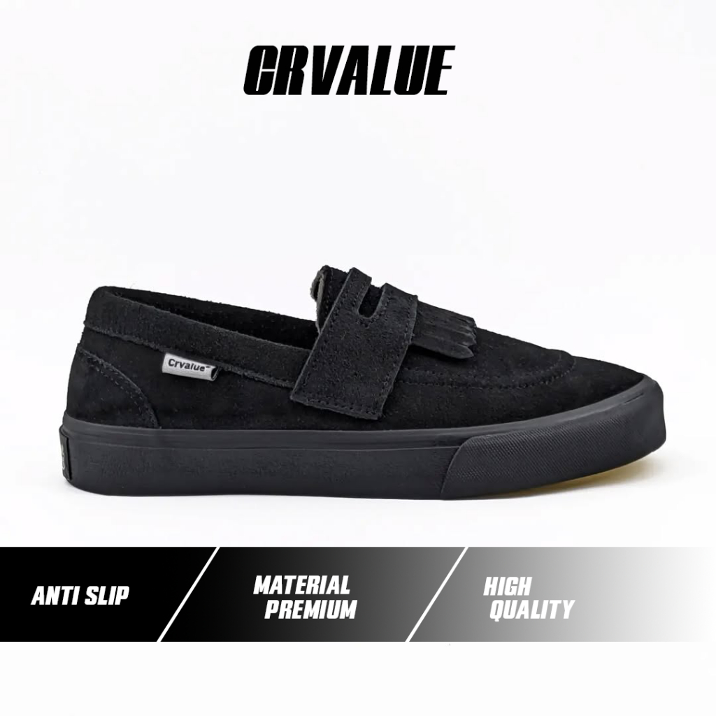 Sepatu Corvalue Footwear - Sepatu Slip-on Pria Wanita ONIMARU Full balck ORIGINAL