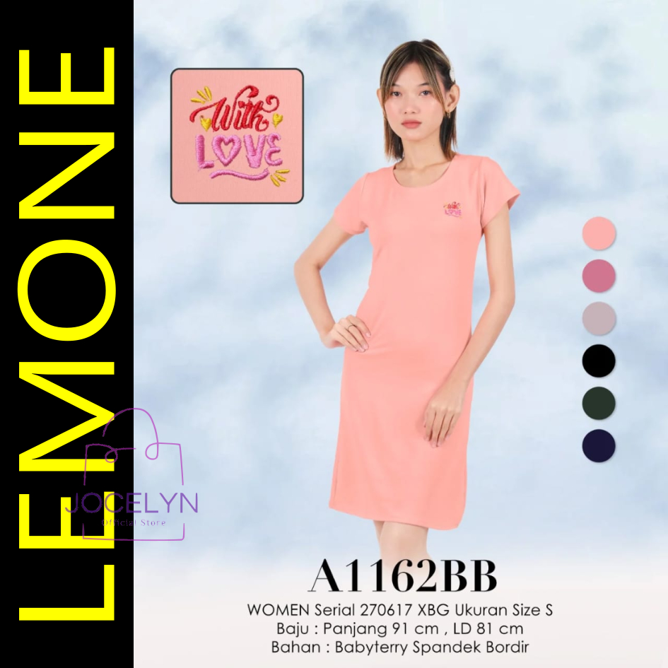 LEMONE BabyTerry Spandek 1162BB Size S Dress Daster Mini Bordir lucu warna pastel cerah kekinian bah
