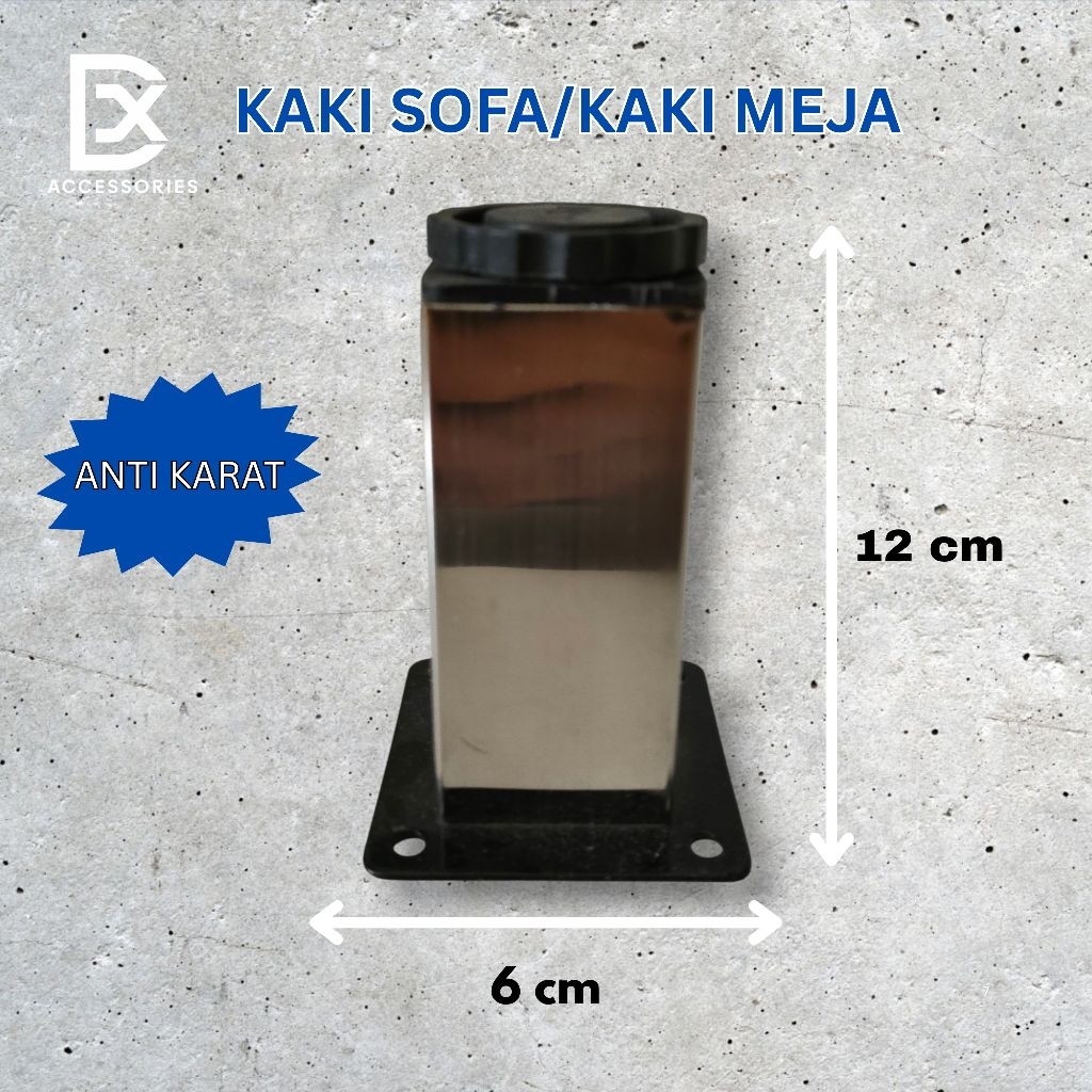 Kaki sofa / meja / lemari kotak stainless steel - 12 cm