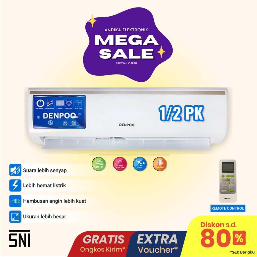 DENPOO AC SPLIT 1/2 PK DDS 05 CTL LOW WATT R 32