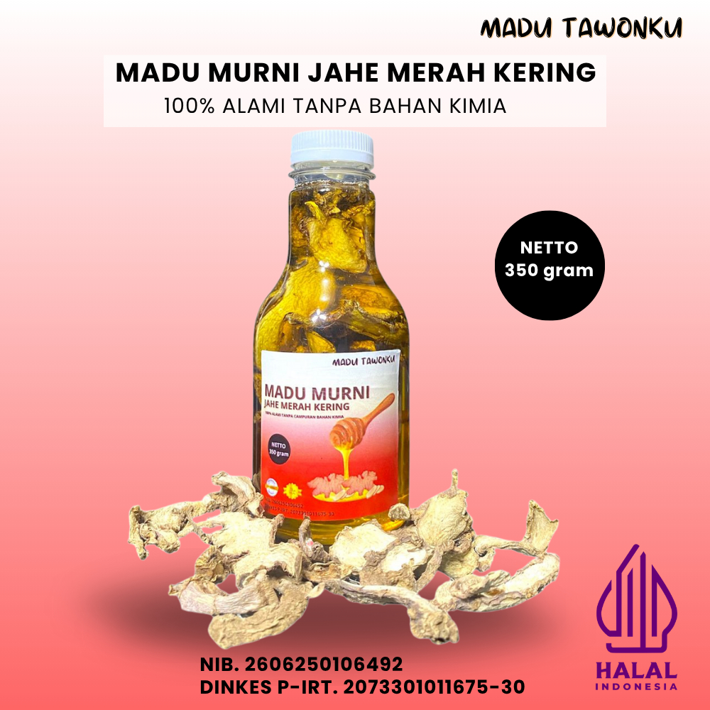 

Madu Murni Herbal Jahe Merah Kering 350 Gram Asli Tanpa Campuran Kimia 100% Alami Banyak Manfaat