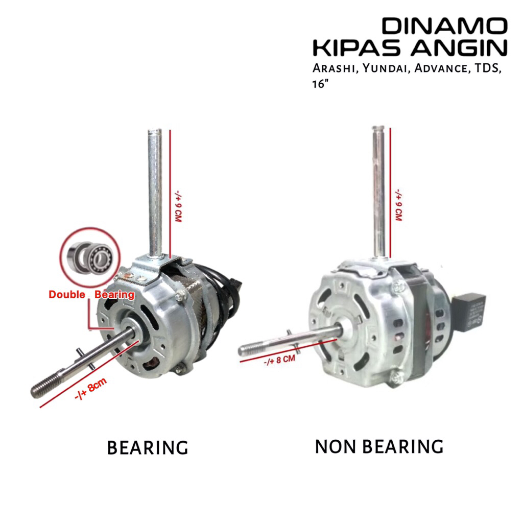 Dinamo Kipas Angin Advance TDS 18 inchi Baling Baling Besi Bearing - Non Bearing