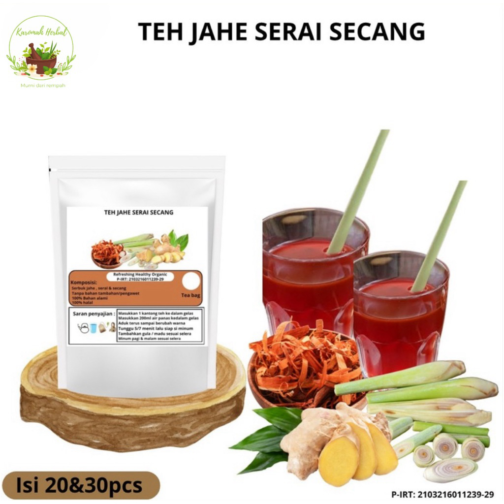 

TEH JAHE SERAI SECANG|Ginger|Lemongrass|Sappan wood(isi 20&30pcs)