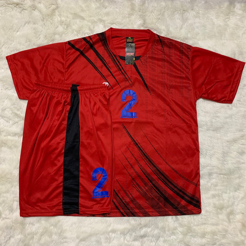 Kaos Team Bola isi 18stel Size L Merah-Hitam