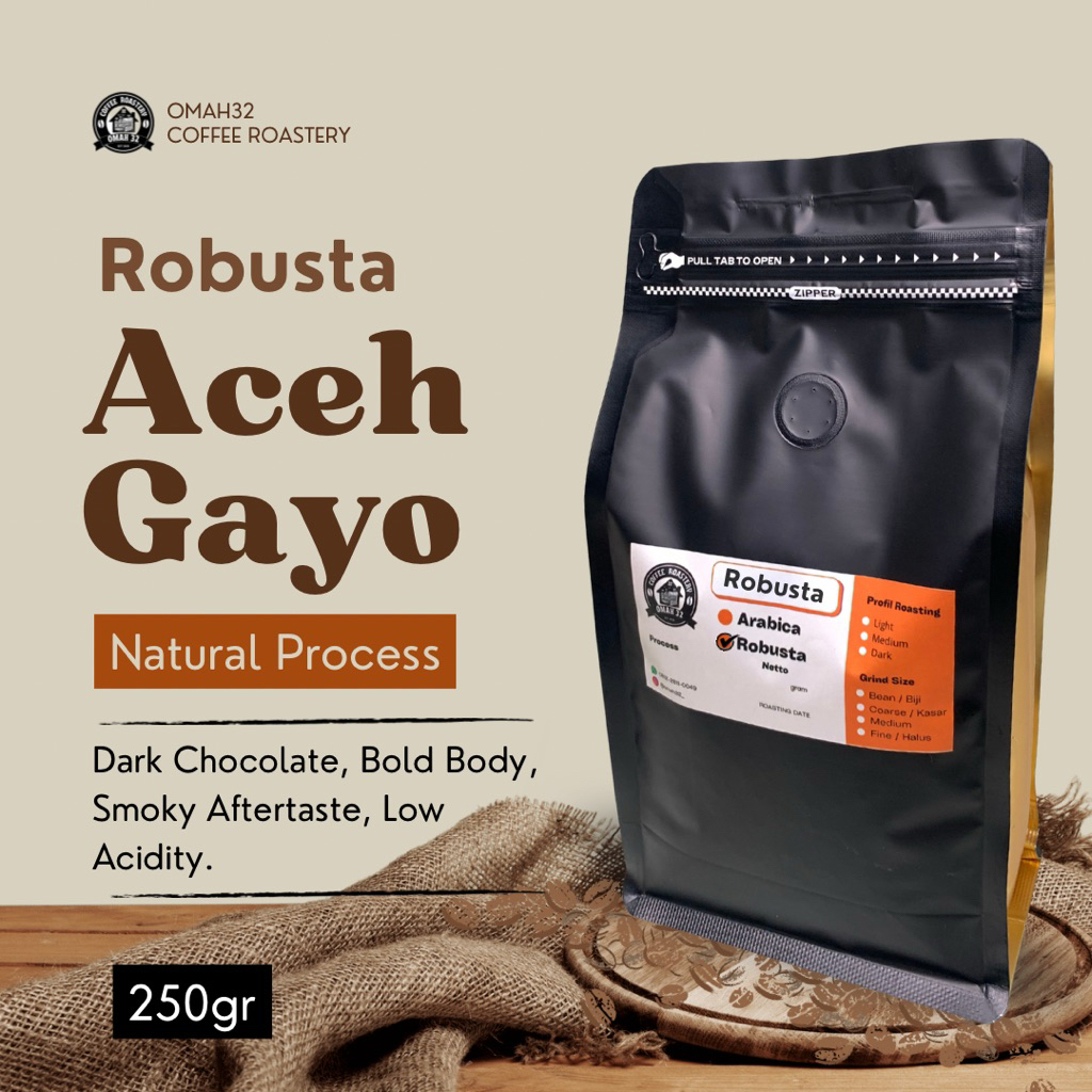 

Kopi Robusta Aceh Gayo Premium Original 250gr - Natural Process