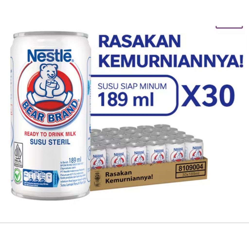 

Nestle Susu Beruang Susu Bear Brand Kaleng murni Steril (189ml x2 kaleng)
