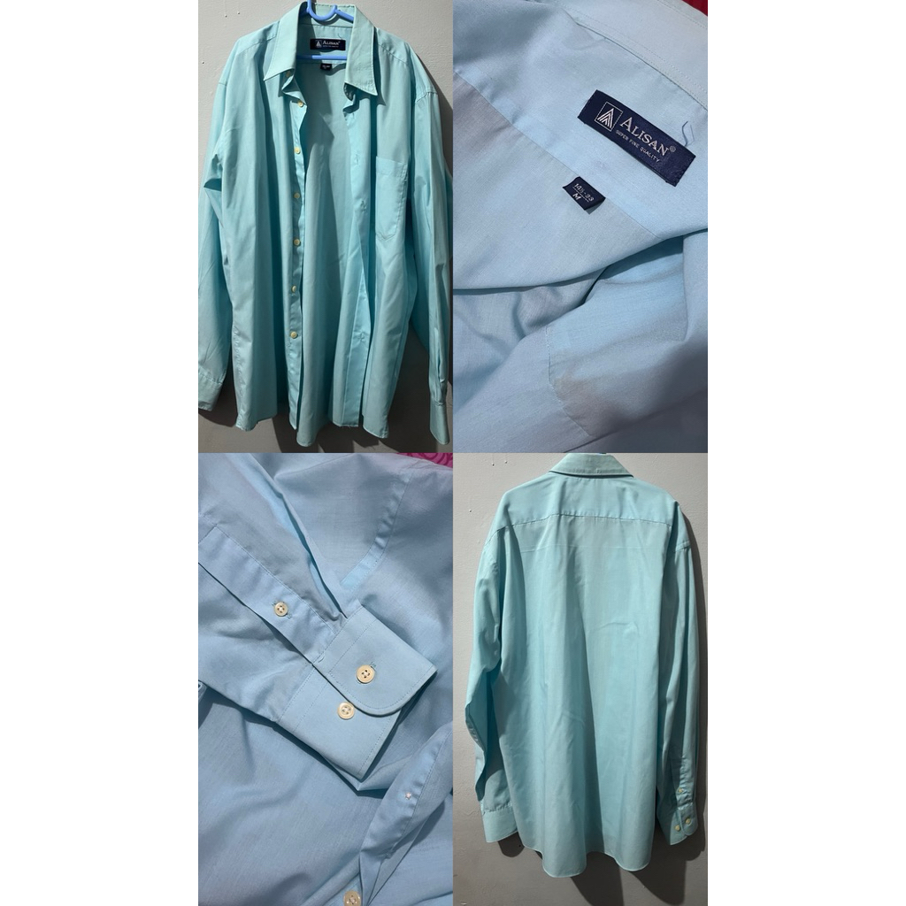 kemeja alisan biru tosca