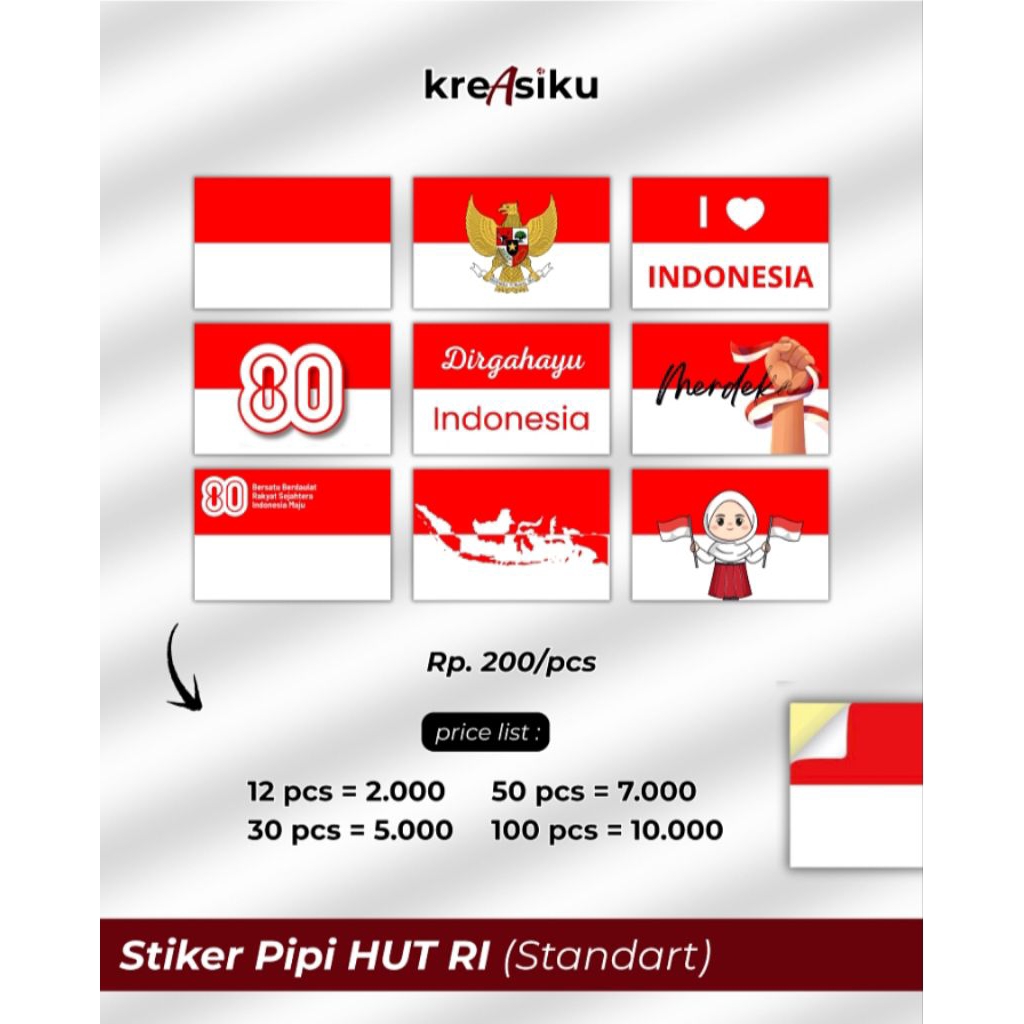 

Stiker Pipi Bendera HUT RI