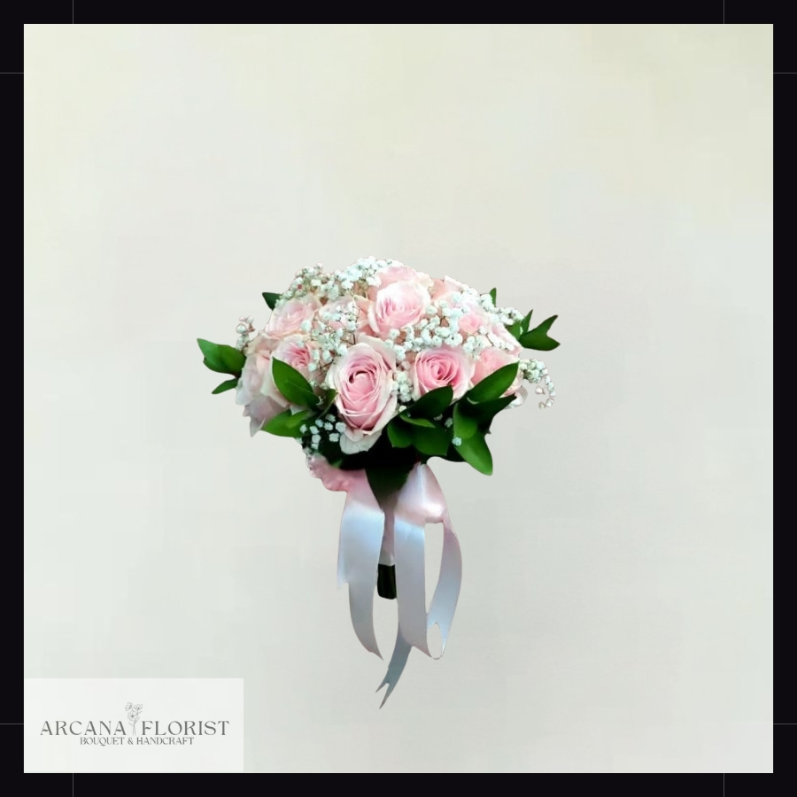 Buket Bunga Pengantin Mawar Asli Fresh