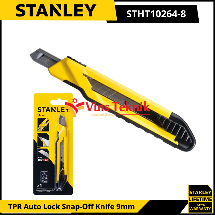 

STANLEY STHT10264-8 Pisau Cuter Cutter TPR Auto Lock Snap-Off Knife 9mm