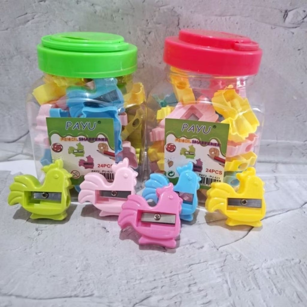 

SERUTAN PENSIL KARAKTER WARNA WARNI. (ISI 24 PCS)- FREE TOPLES UNIK