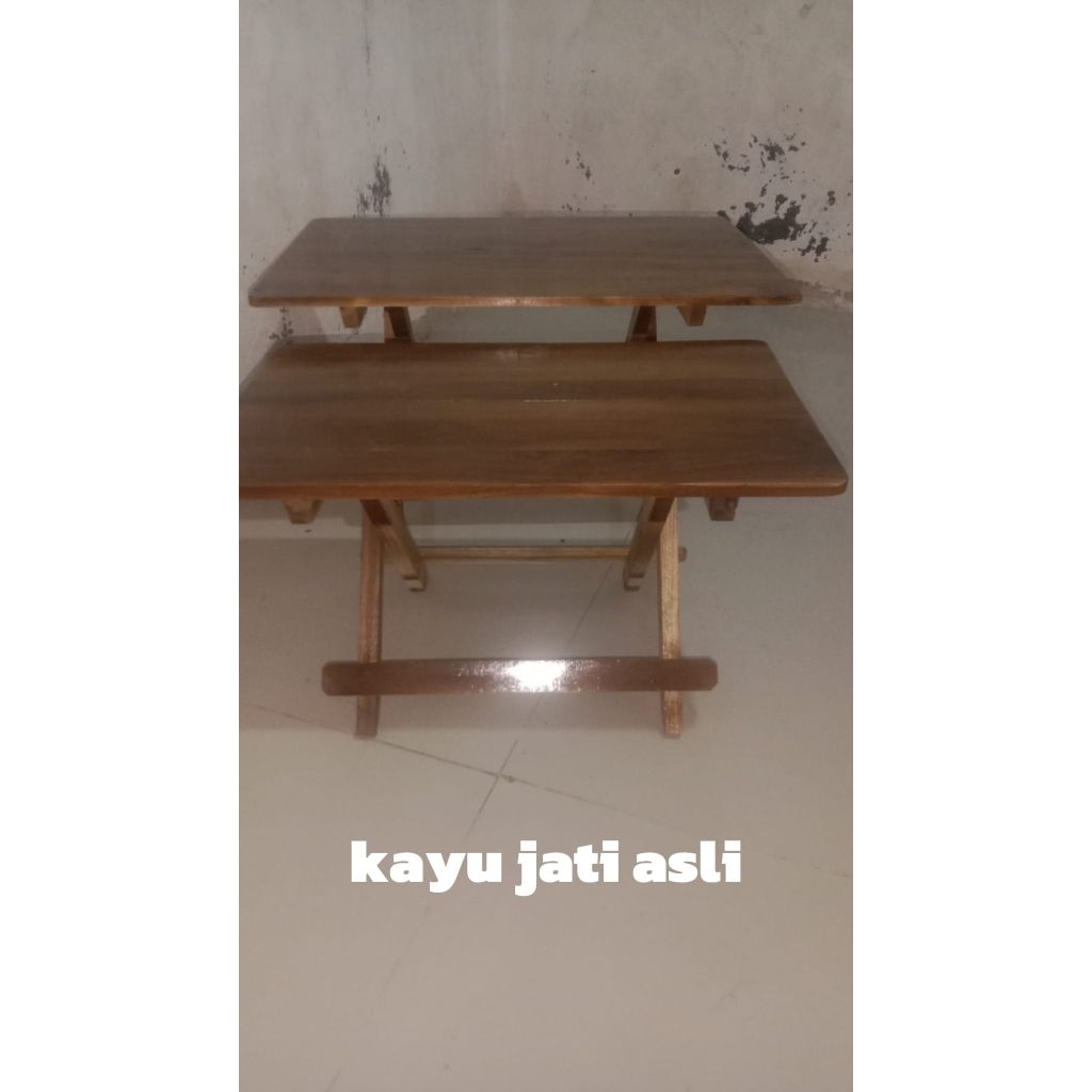 MEJA BELAJAR LIPAT KAYU JATI ASLI