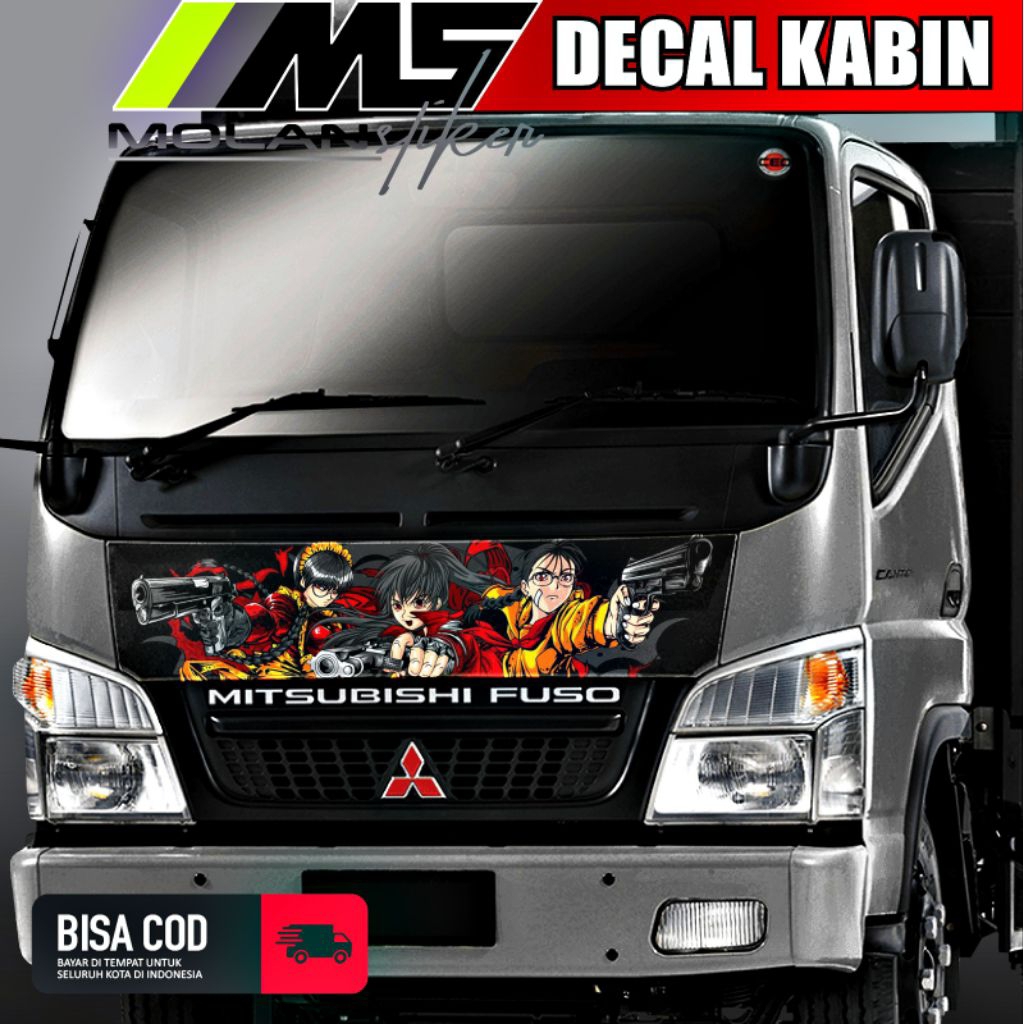 Decal Sticker Striping Variasi Kabin Depan Truck Canter Decal Kabin/Kap Depan Truck Engkel Mitsubish