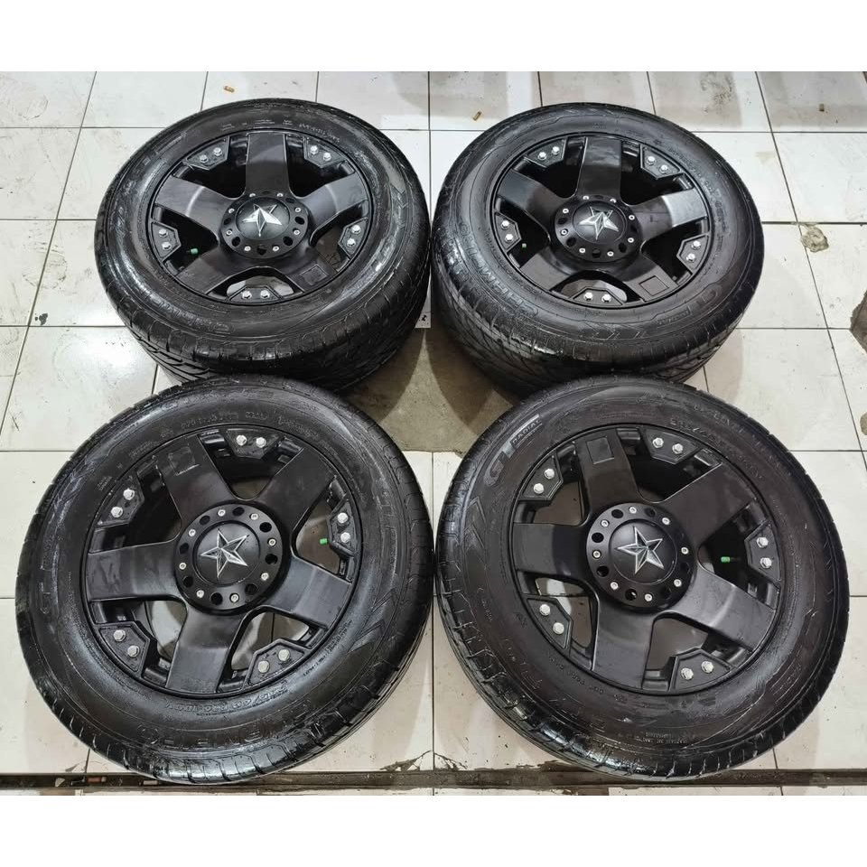 VELG MOBIL RACING ROCKSTAR RING 16 LEBAR 8 LUBANG BAUT PCD 5X114 + BAN GT 235 60 R16 PELEK