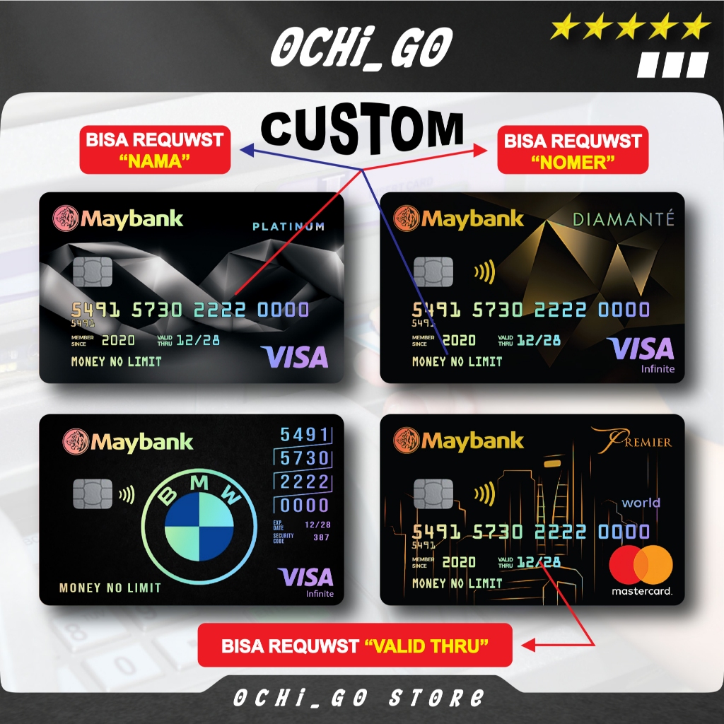 

Stiker Atm Garskin Skin Card Custom Bank MAYBANK DIAMANTE Sticker Kartu Atm Bca | Bri | Mandiri | Debit | Credit | E-money | Flazz Special Hologram