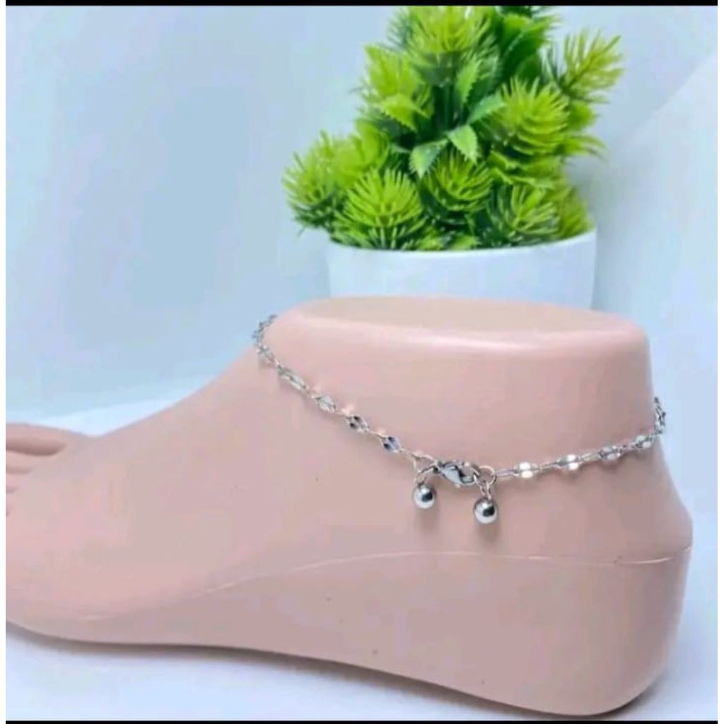 Gelang kaki cantik silver model pecah kopi titanium asli anti pudar