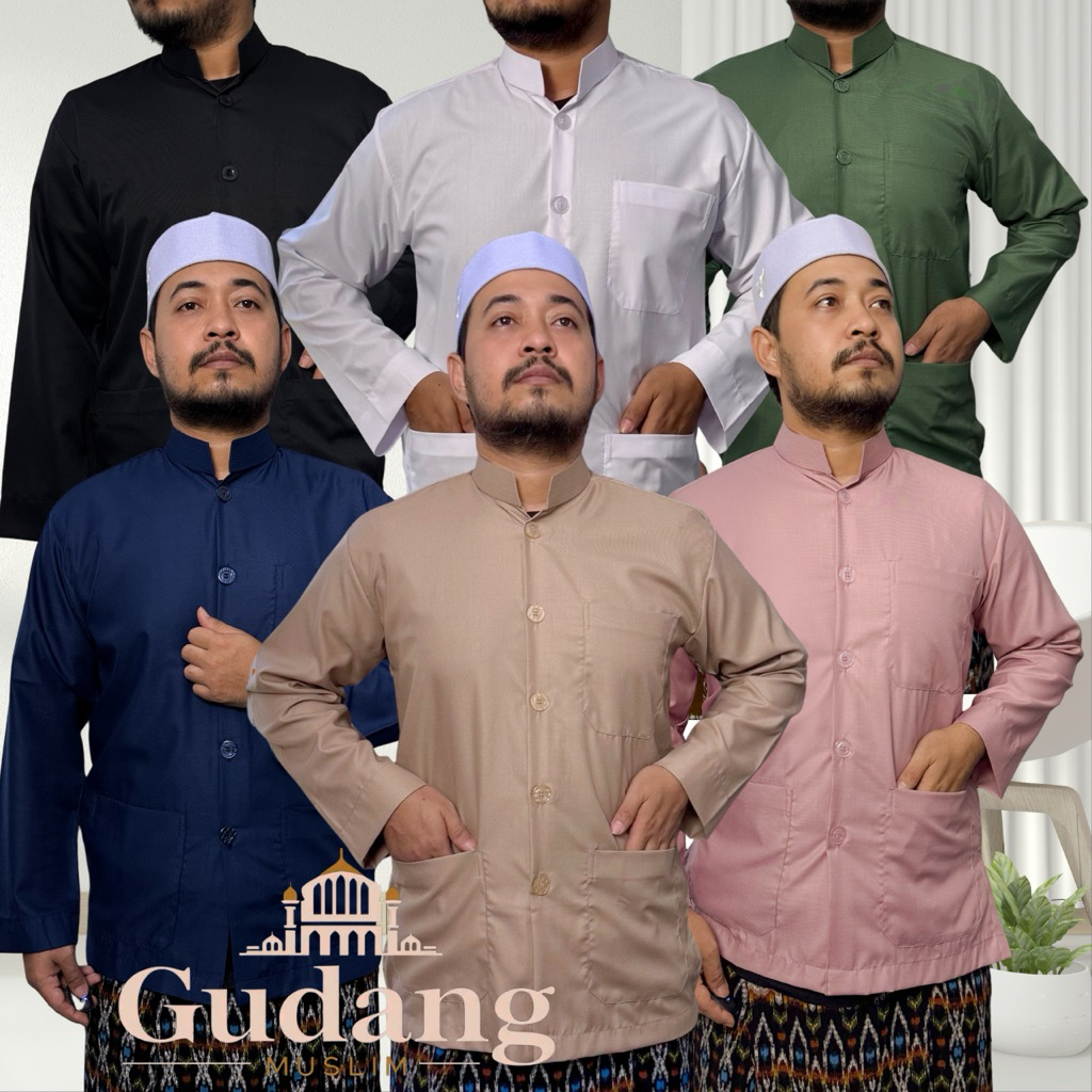 Gudang Muslim - [BISA COD] Baju Koko Pria Kain Toyobo Premium | Baju Koko Motif Haibah Lengan Panjan