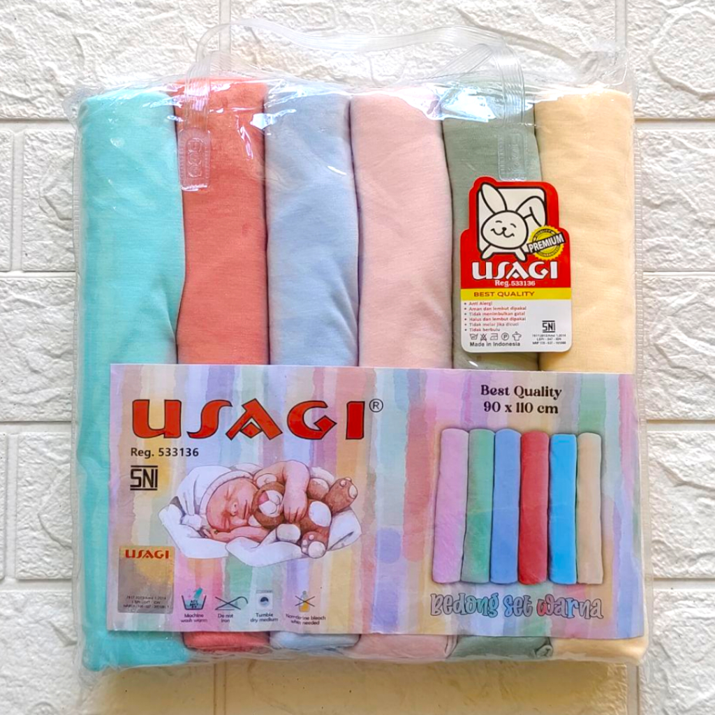USAGI SNI Bedong Bayi Putih 90x110 Motif Polos / Selimut Bayi / Perlengkapan Bayi Baru Lahir Murah