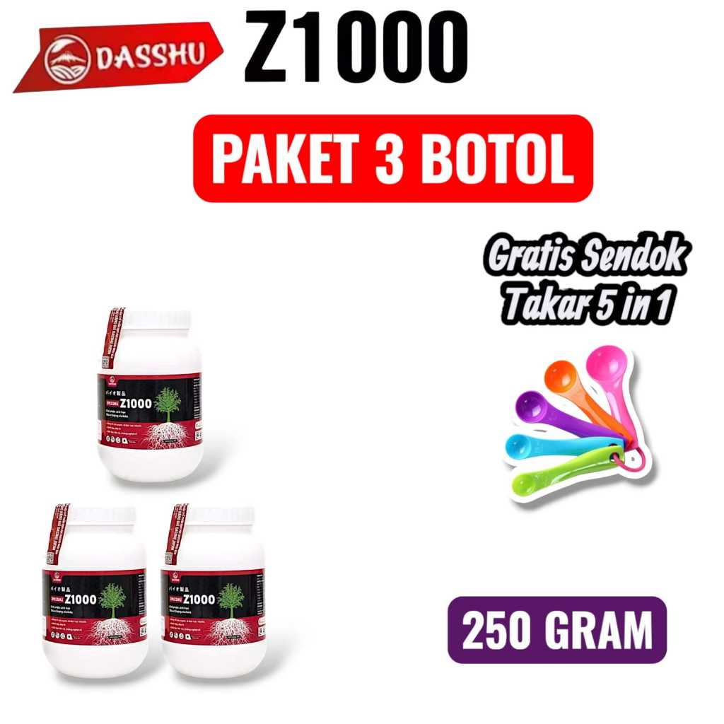 Dasshu Z1000 Jepang Original 250 Gram PAKET 3 BOTOL Bonus 1 Set Sendok Takar Pupuk Organik Jepang