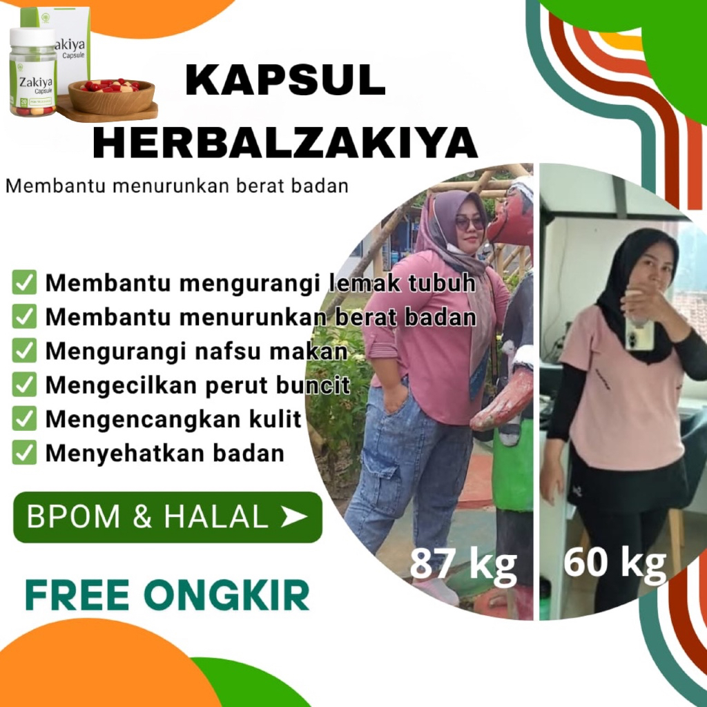 PIL DIET HERBAL ZAKIYA PENURUN BERAT BADAN BPOM PELANGSING BPOM