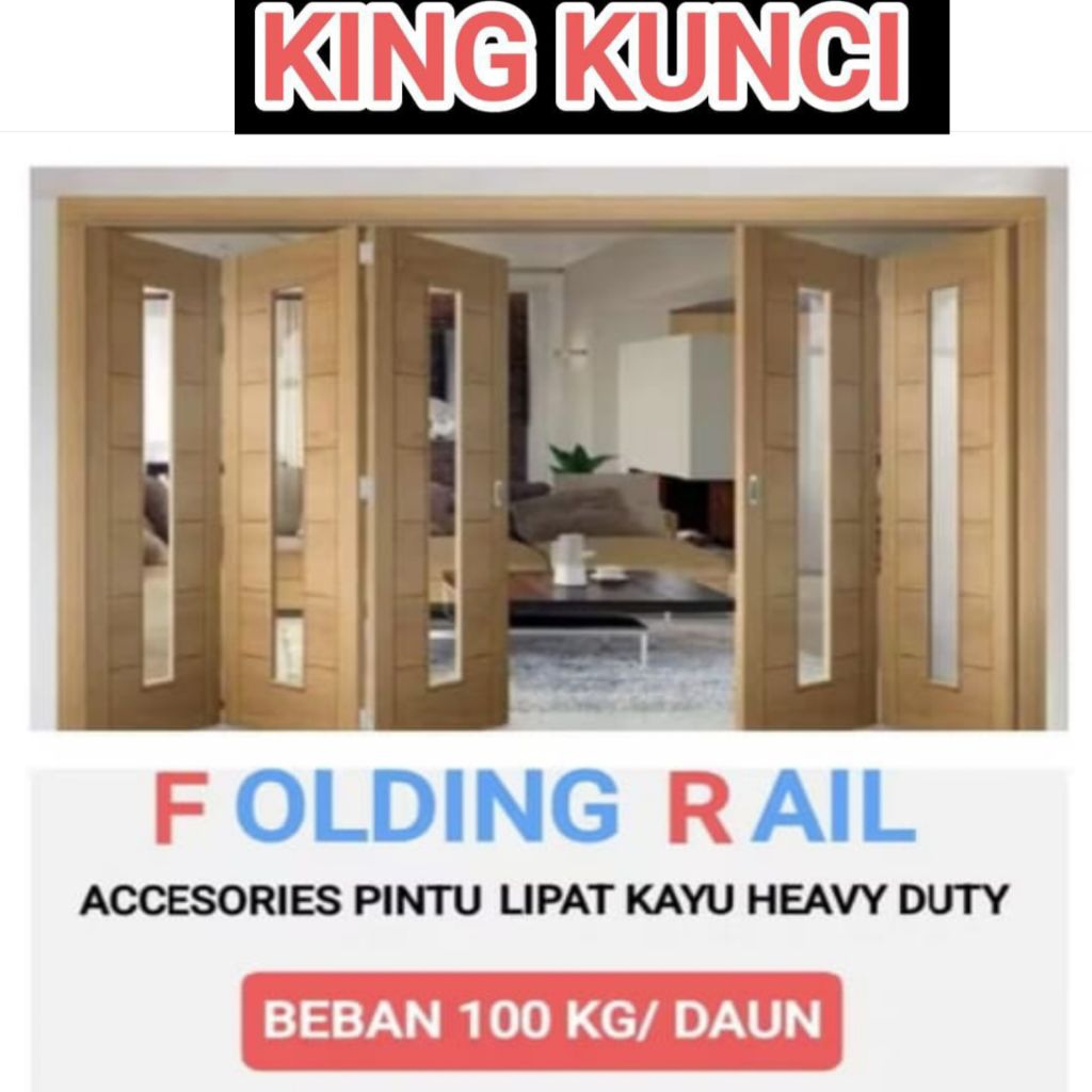 KOMPONEN REL PINTU LIPAT KAYU HEAVY DUTY BEBAN 200 KG /DAUN